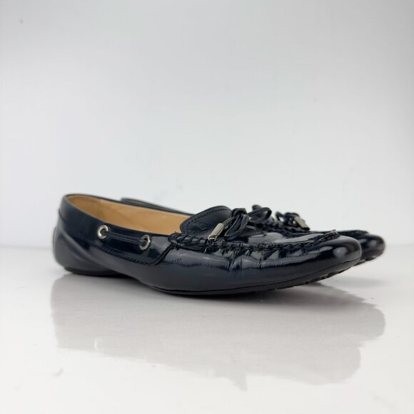 TOD’S Navy Blue Preppy Nautical Boat Shoes Flats Loafers Leather Bow sz 6.5 - Picture 3 of 10